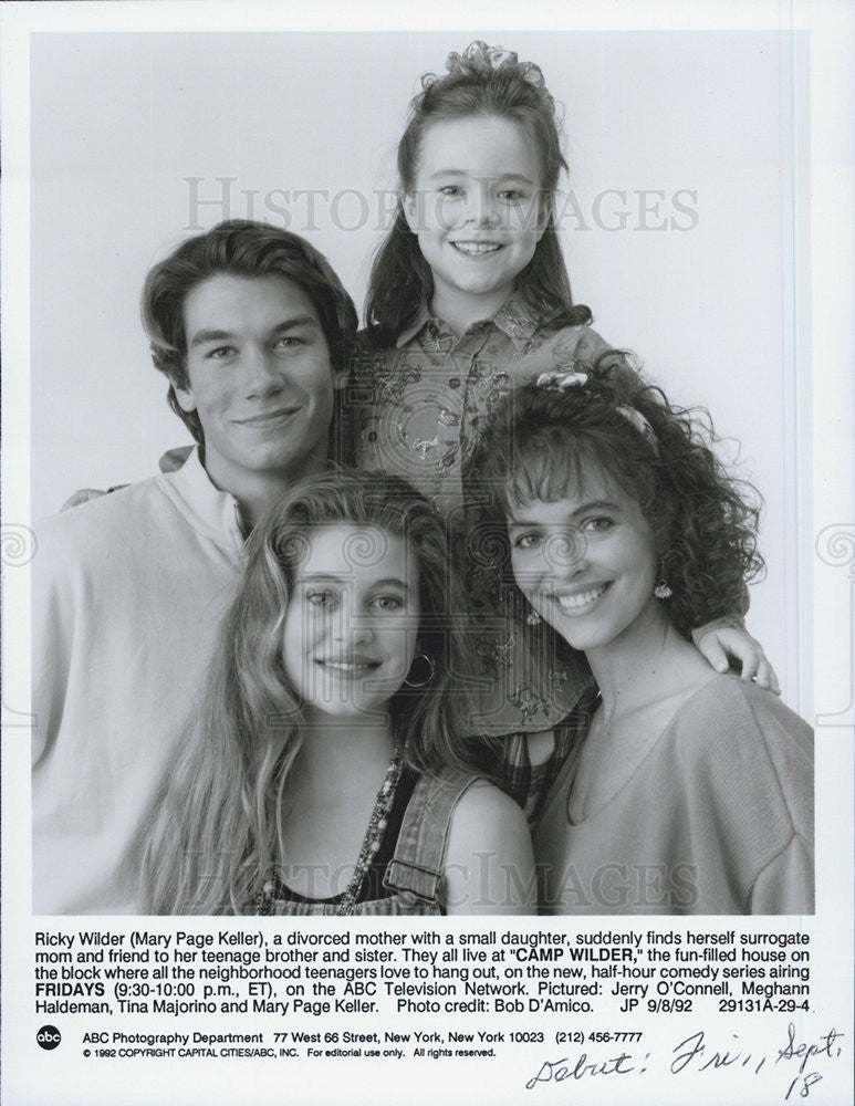 1992 Press Photo Actress Jerry O&#39;Connell, Meghann Haldeman, Tina Mahorino - Historic Images