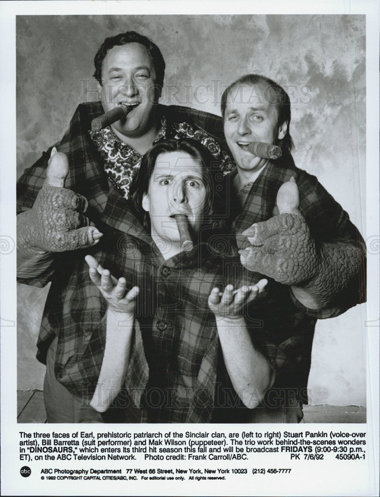 1992 Press Photo Stuart Pankin Actor Bill Barretta Suit Performer Mak Wilson - Historic Images