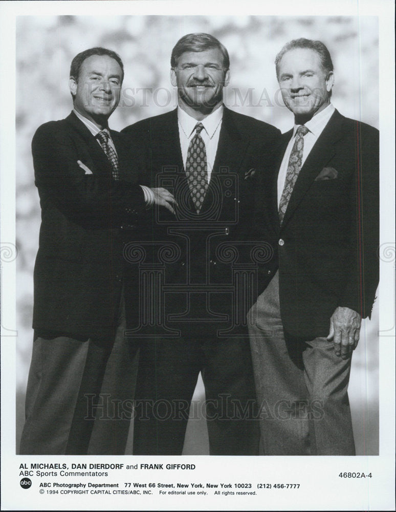 1994 Press Photo ABC Sports Commentators Al Michaels Dan Dierdorf Frank Gifford - Historic Images