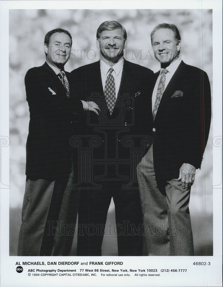 1994 Press Photo ABC Sportscasters Al Michaels Dan Dierdorf Frank Gifford - Historic Images