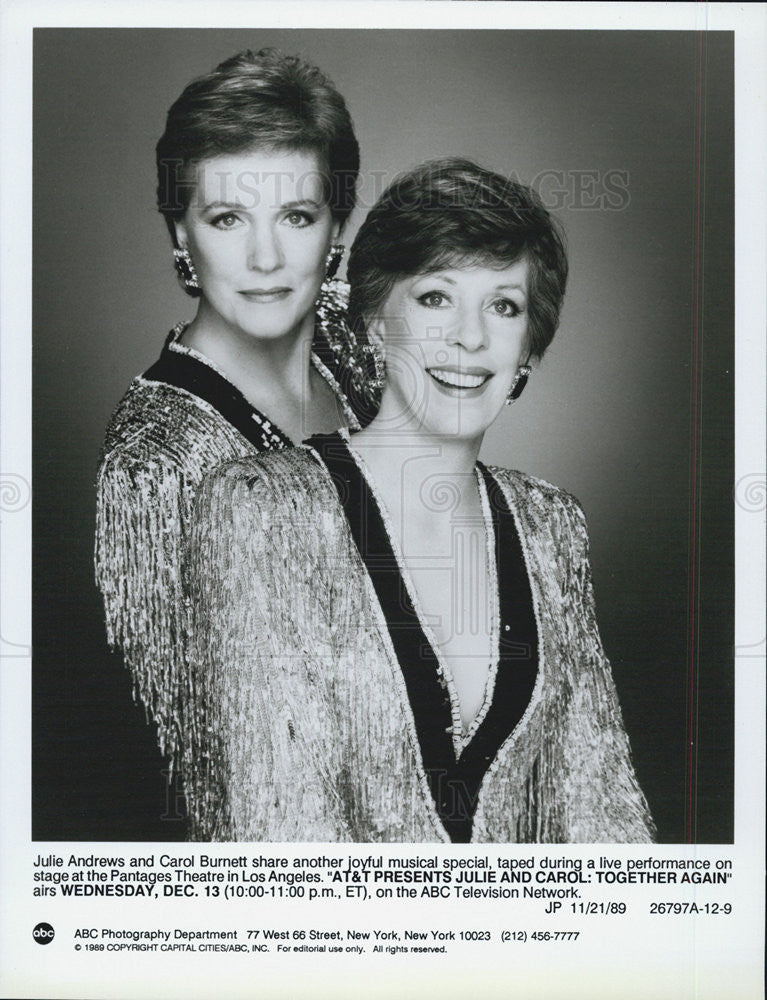 1989 Press Photo Julie Andrews Carol Burnette Actresses Together Againa - Historic Images