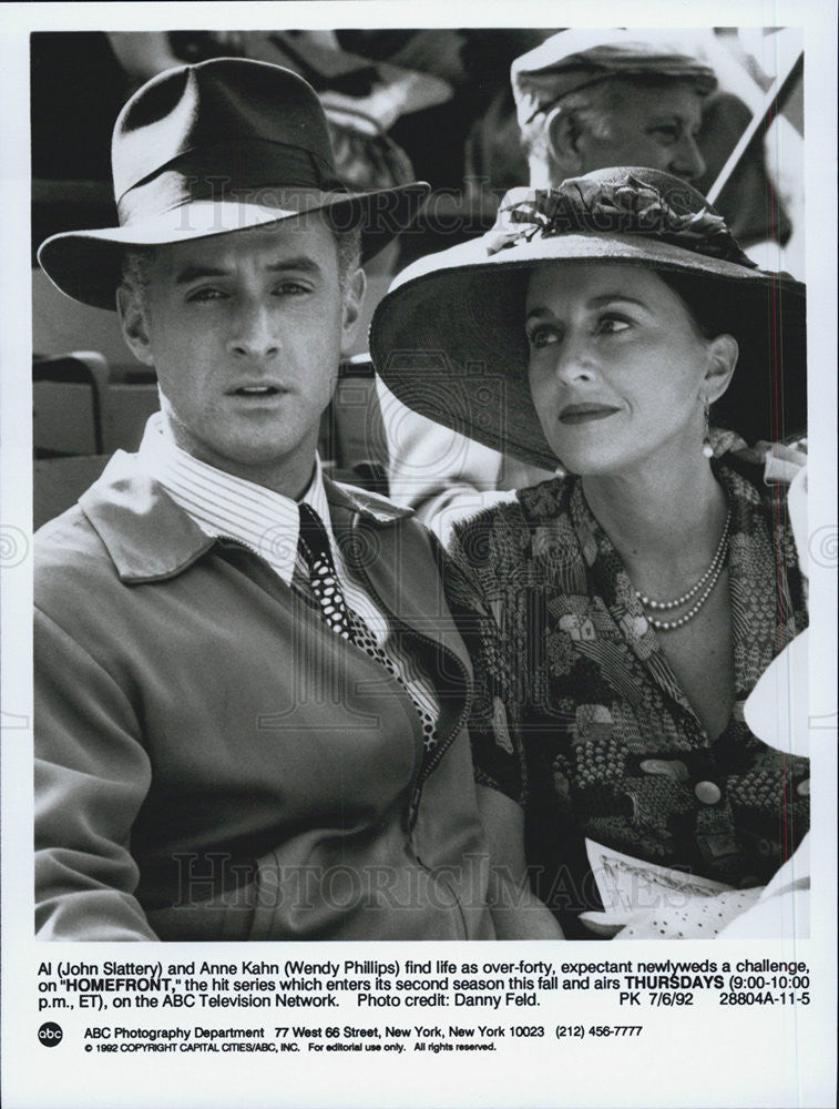 1992 Press Photo John Slattery Wendy Phillips Actors Homefront - Historic Images