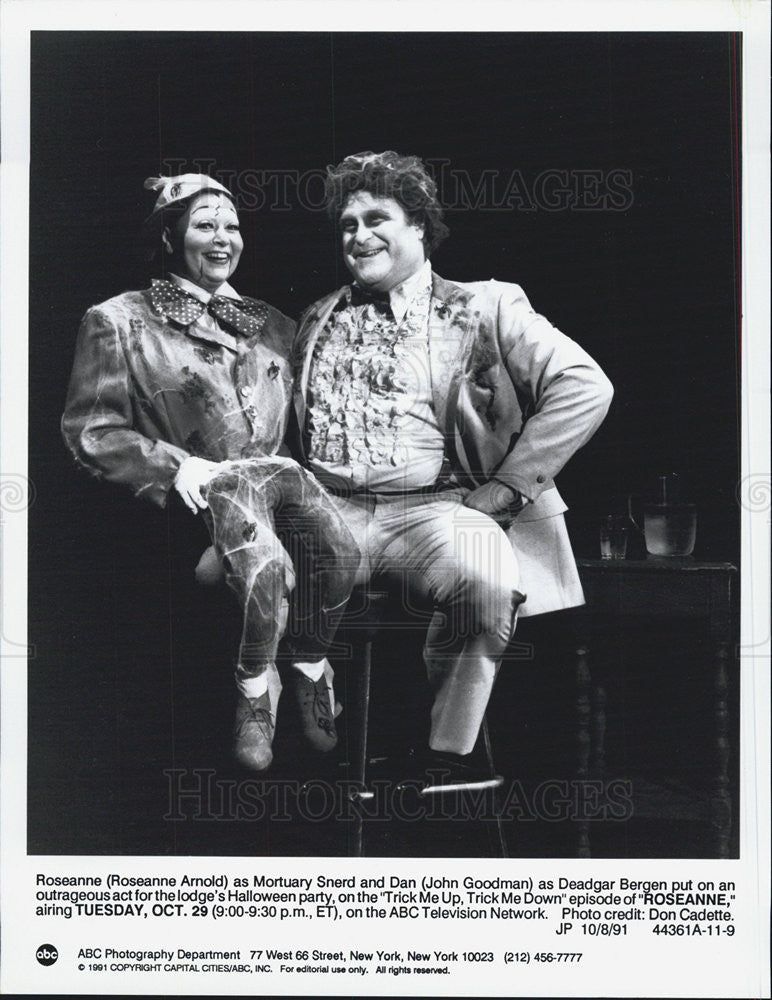 1991 Press Photo Roseanne Arnold John Goodman Actors Roseanne - Historic Images