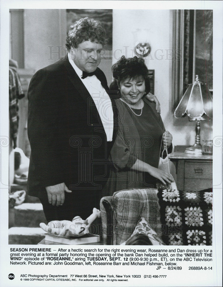 1989 Press Photo Rosanne Barr And John Goodman In ABC Television Show Rosanne - Historic Images