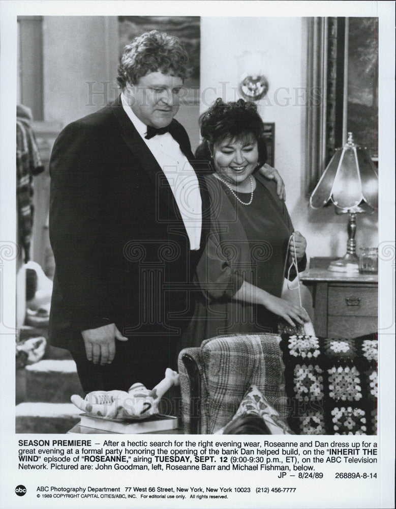 1989 Press Photo Roseanne Barr John Goodman Michael Fishman Actors Roseanne - Historic Images