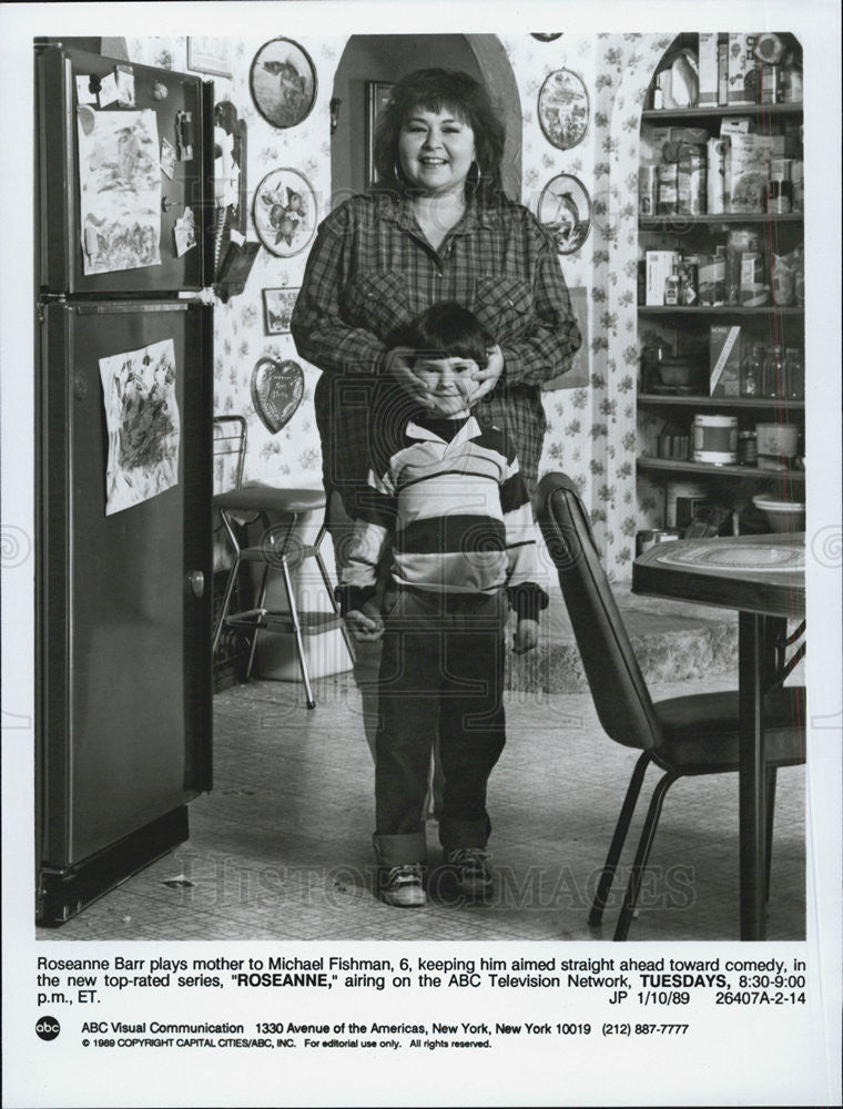 1989 Press Photo Roseanne Barr Michael Fishman Actors Roseanne - Historic Images