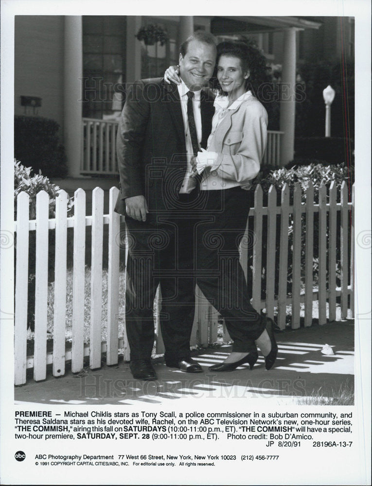 1991 Press Photo Michael Chiklis and Theresa Saldana in ABC&#39;s &quot;The Commish&quot; - Historic Images