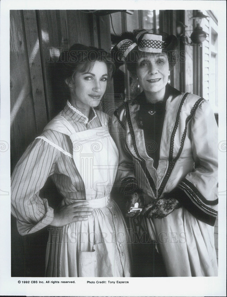 1992 Press Photo Jane Seymour And Jane Wyman In Dr Quinn Medicine Woman COPY - Historic Images