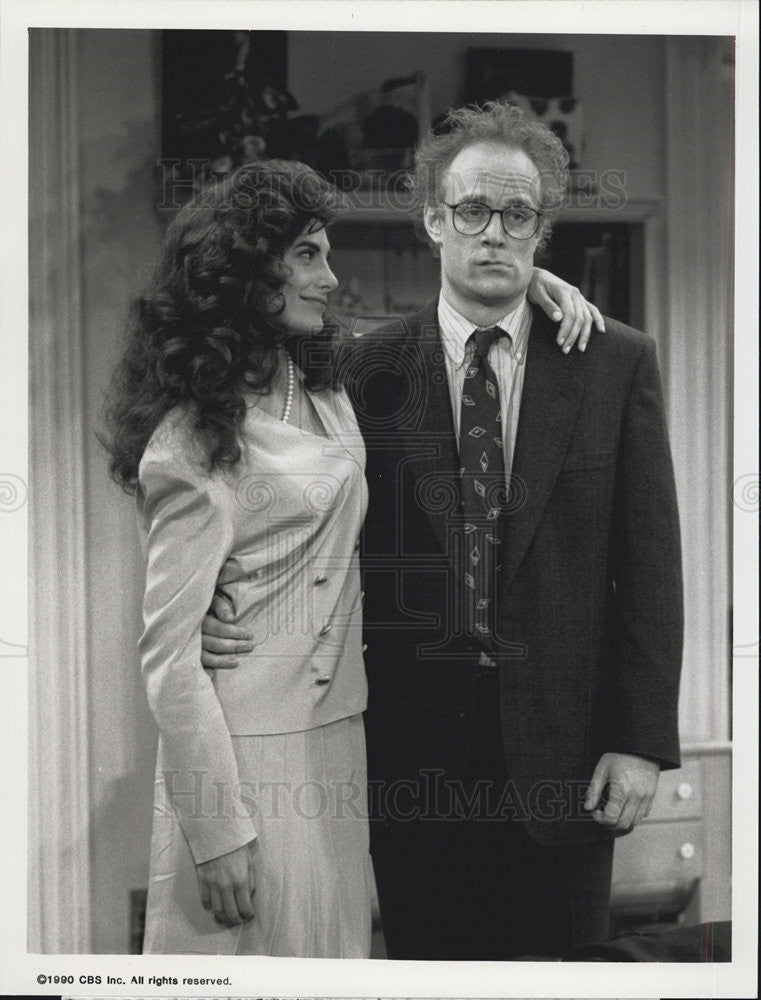 1990 Press Photo Matt Frewer And Brian George As Woman in Doctor, Doctor CBS - Historic Images