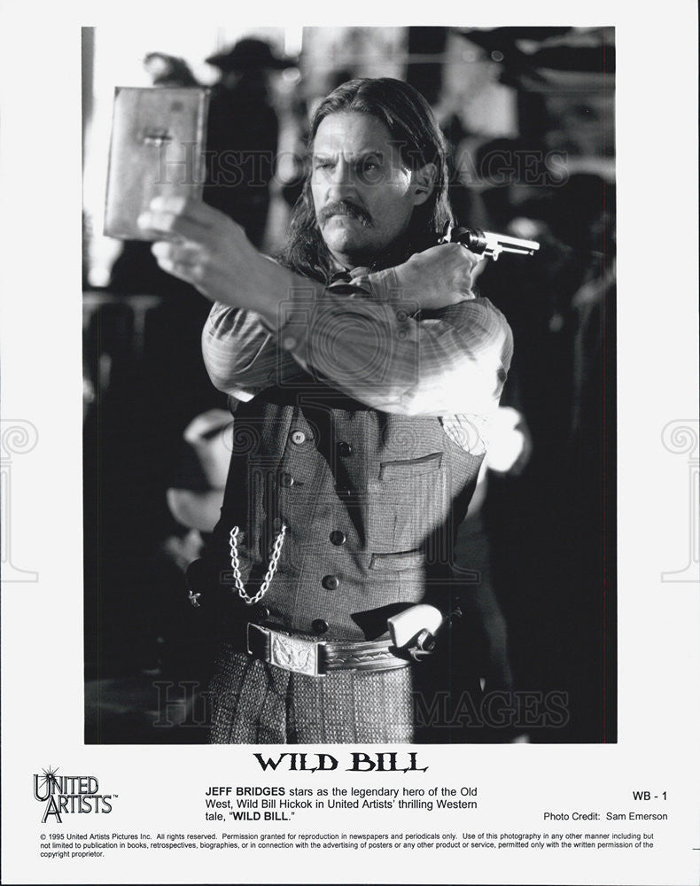 1995 Press Photo Jeff Bridges Stars As Wild Bill Hickok In "Wild Bill" COPY - Historic Images