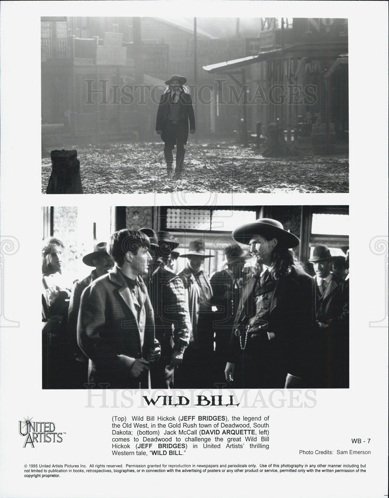 1995 Press Photo Jeff Bridges, David Arquette, Wild Bill - Historic Images