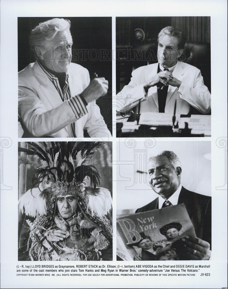 1990 Press Photo Lloyd Bridges, Robert Stack, Abe Vigoda, Ossie Davis - Historic Images