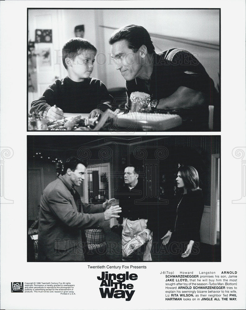 1996 Press Photo Arnold Schwarzenegger, Jake Lloyd, Rita Wilson, Phil Hartman - Historic Images