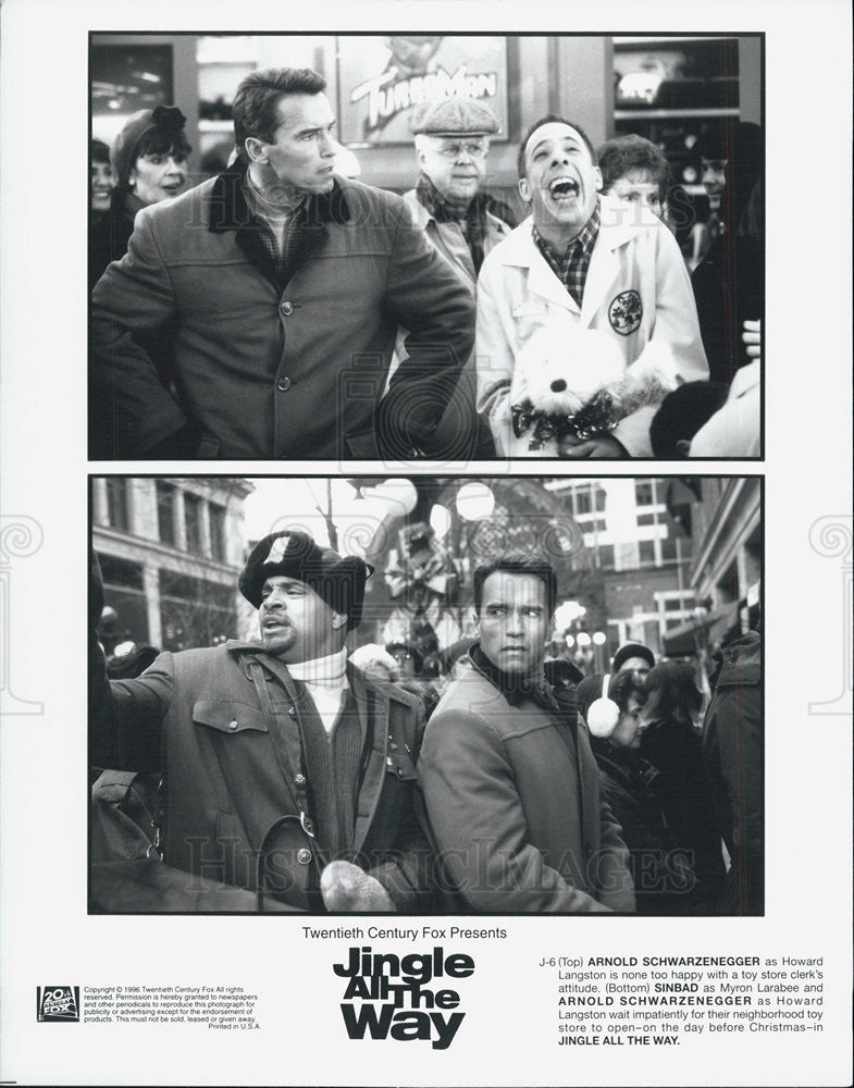 1996 Press Photo Arnold Schwarzenegger, Sinbad, Jingle All the Way - Historic Images