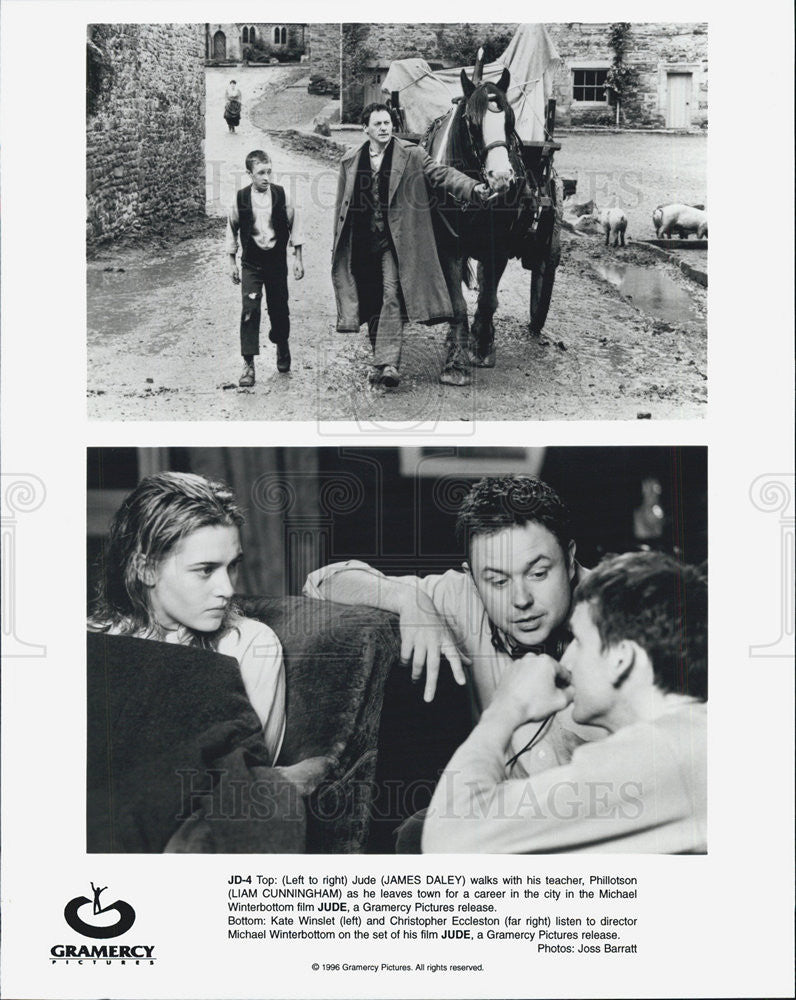 1996 Press Photo James Daley, Liam Cunningham, Kate Winslet &amp; Christopher Eccleston - Historic Images