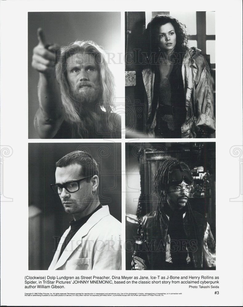 1995 Press Photo Dolp Lundgren/Dina Meyer/Ice-T/Henry Rollins In Johnny Mnemonic - Historic Images