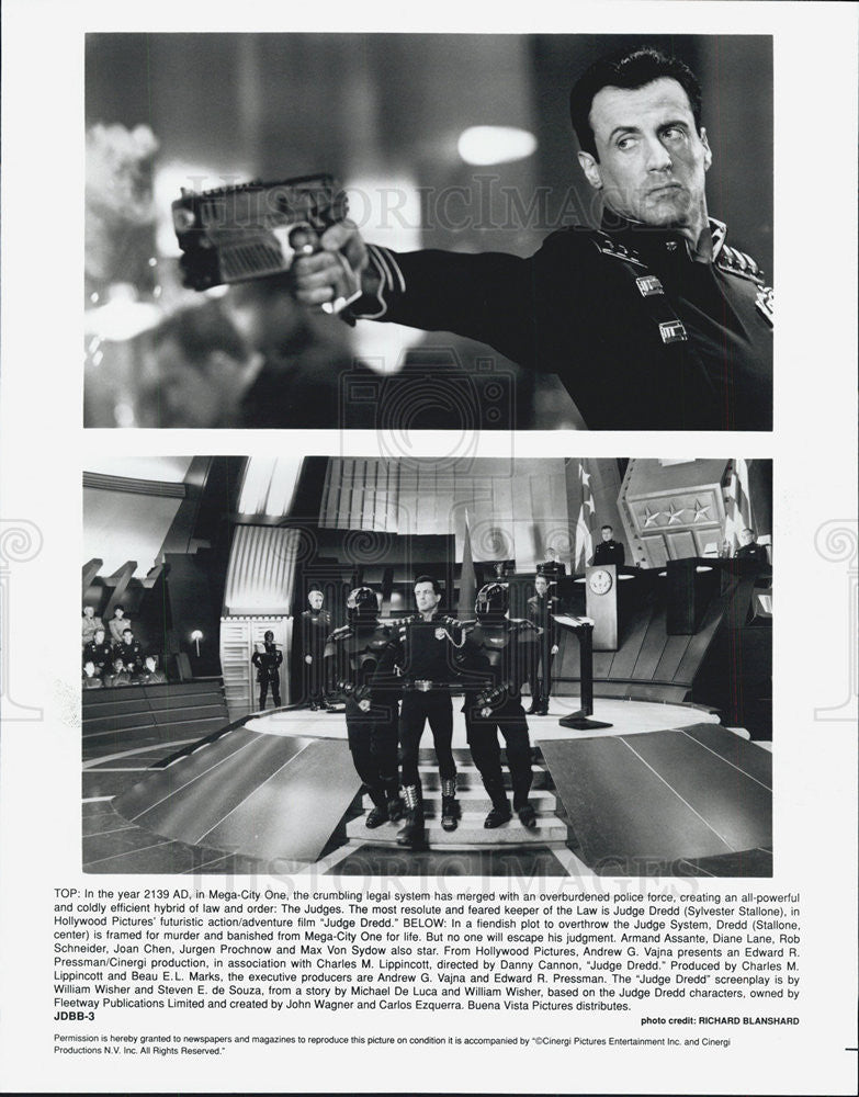Press Photo Sylvester Stallone, Judge Dredd - Historic Images