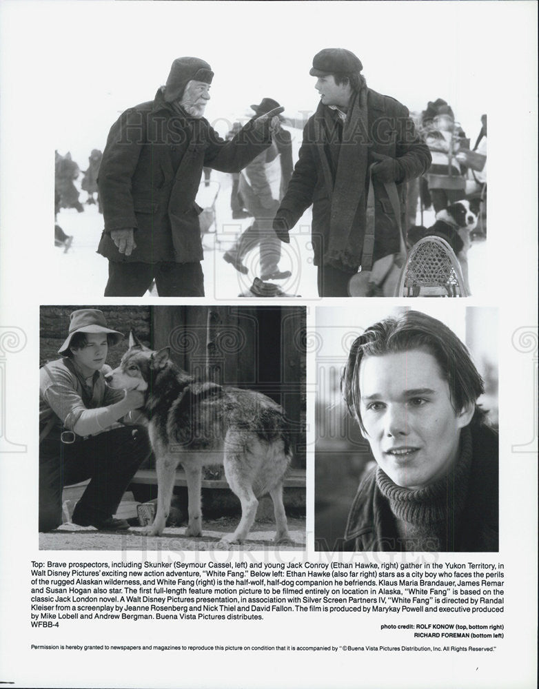 Press Photo Seymour Cassel Ethan Hawke White Fang movie - Historic Images