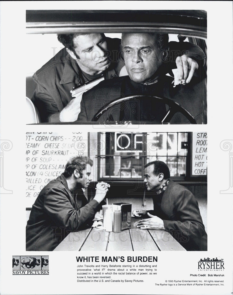 1995 Press Photo White Mans Burden Actor John Travolta Harry Belafonte - Historic Images