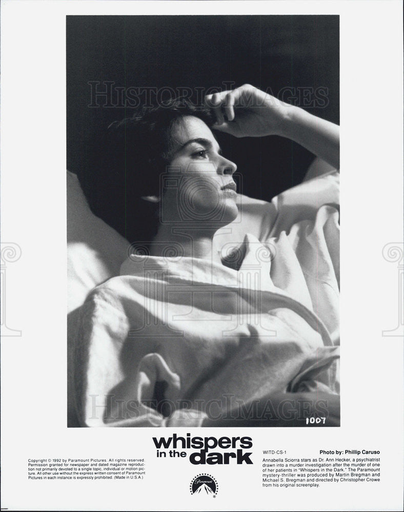 1992 Press Photo Annabella Sciorra stars in &quot;Whispers in the Dark&quot; - Historic Images