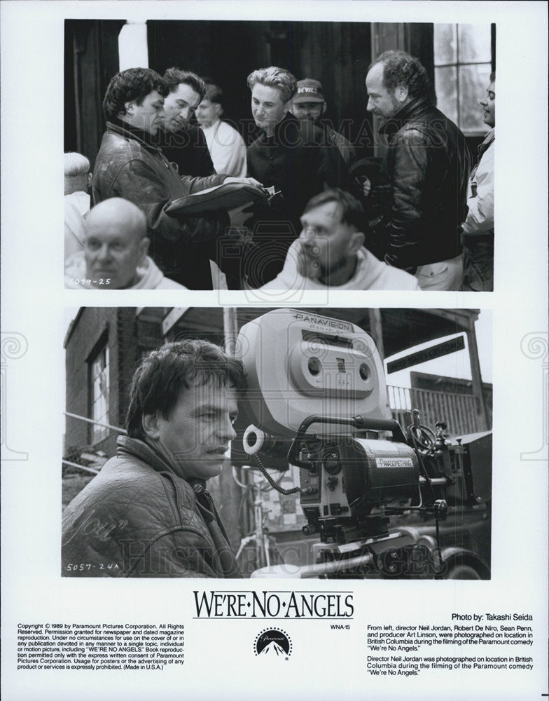 1989 Press Photo We&#39;re No Angels Director Niel Jordan Actors Robert De Niro Sean - Historic Images