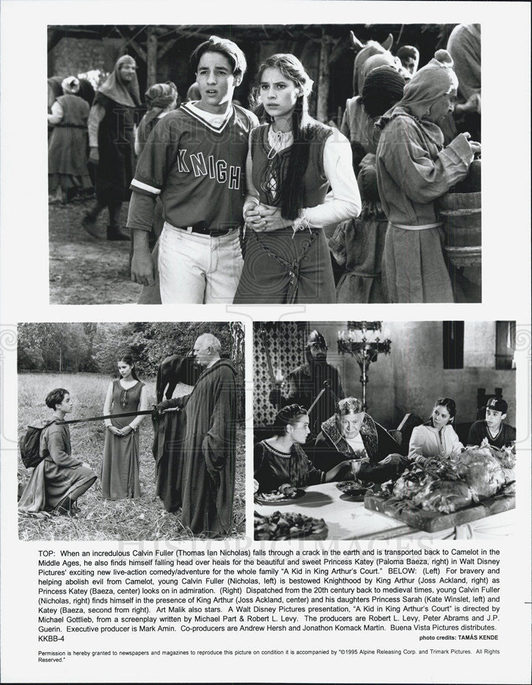 1995 Press Photo A Kid In King Arthur&#39;s Court Thomas Ian Nicholas Paloma Baeza - Historic Images