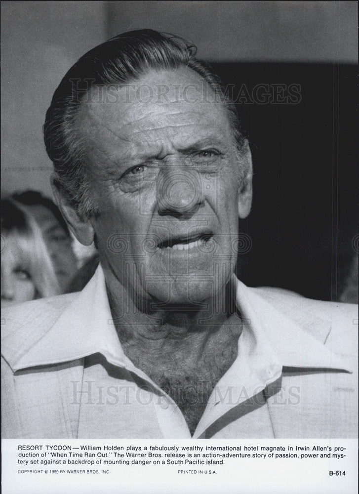 1980 Press Photo William Holden staring in &quot;When Time Ran Out&quot; - Historic Images