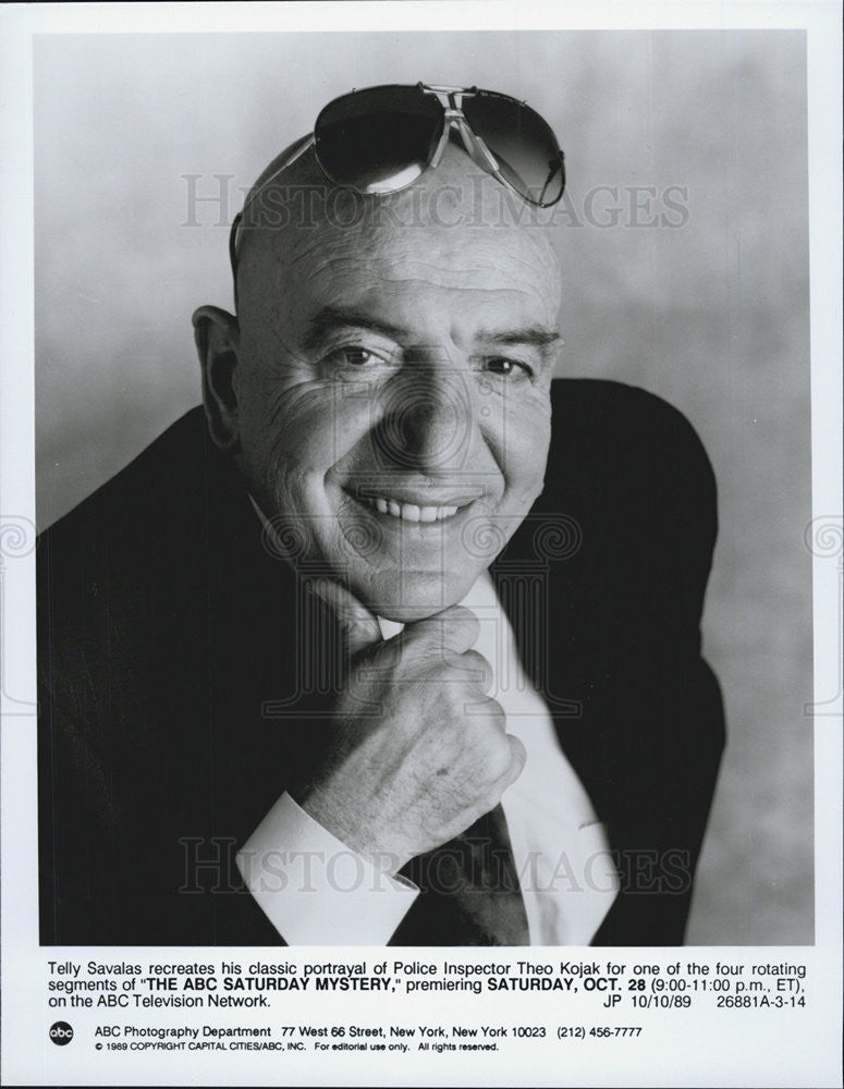 1989 Press Photo Telly Savalas Recreated Theo Kojak For The ABC Saturday Mystery - Historic Images