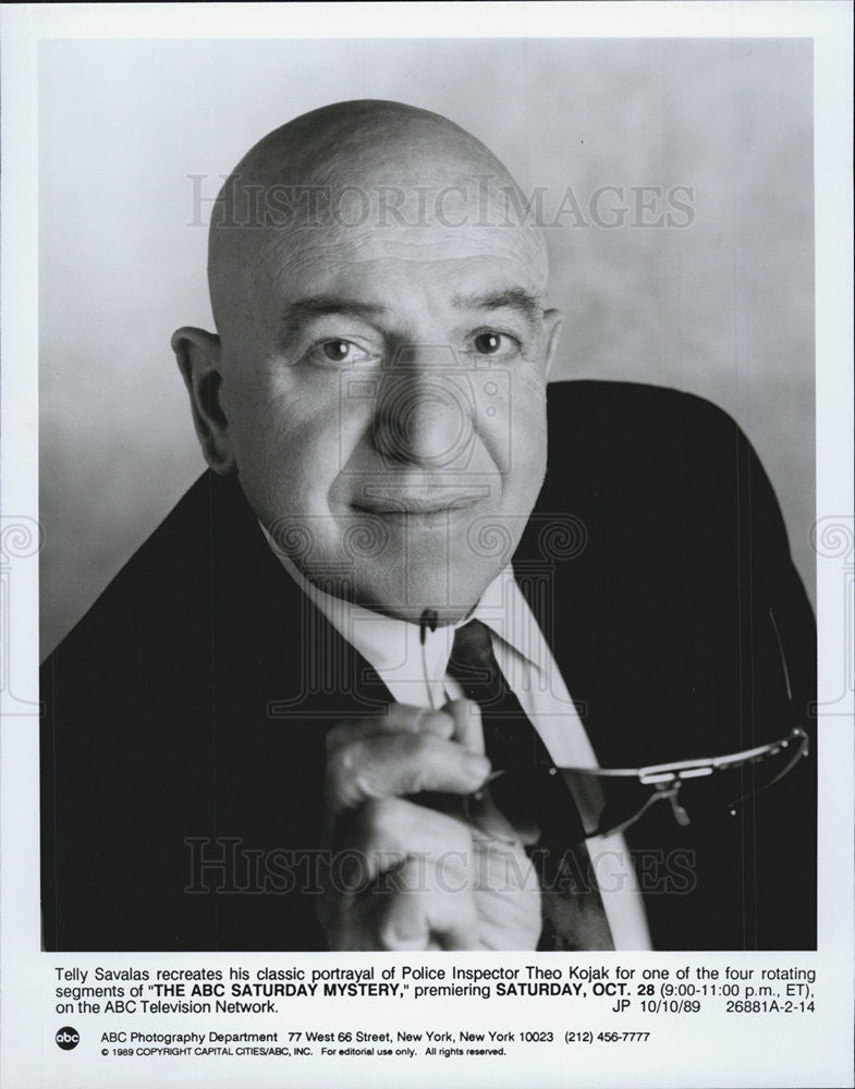 1989 Press Photo The ABC Saturday Mystery With Telly Savalas As Police Inspector - Historic Images