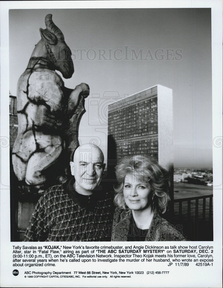 1989 Press Photo Telly Savalas As Kojak With Angie Dickenson In The ABC Saturday - Historic Images
