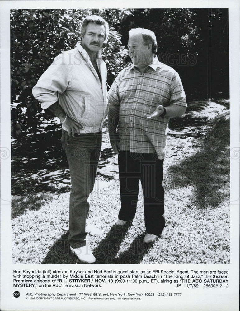 1989 Press Photo Burt Reynolds And Ned Beatty In B.L. Stryker Premiere Episode - Historic Images