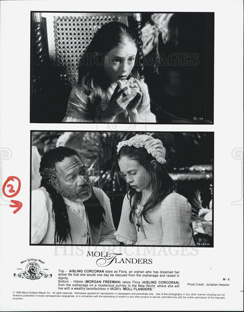 1996 Press Photo Aisling Corcoran Morgan Freeman Actor Moll Flanders Movie Film - Historic Images