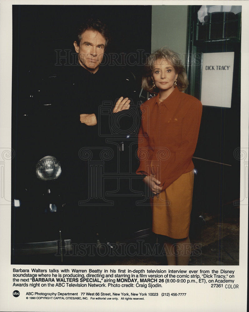 1990 Press Photo Warren Beatty On Barbara Walters Special On Dick Tracy COPY - Historic Images