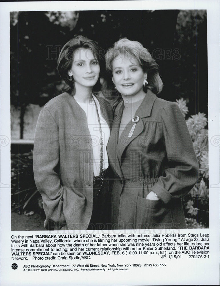 1991 Press Photo Julia Roberts on the Barbara Walters Special - Historic Images