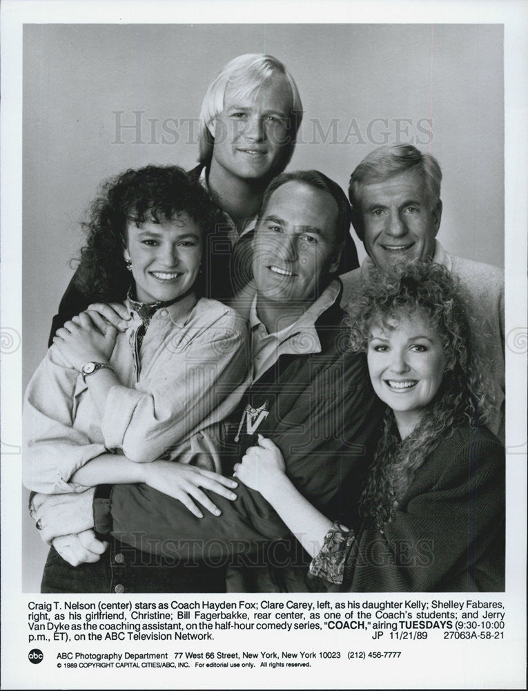 1989 Press Photo Craig T. Nelson Clare Carey Shelley Fabares Bill Fagerbakke - Historic Images