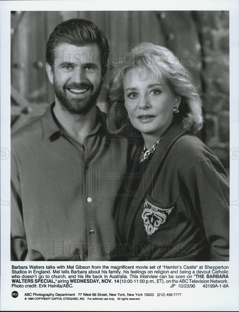 1990 Press Photo Mel Gibson on The Barbara Walters Special - Historic Images