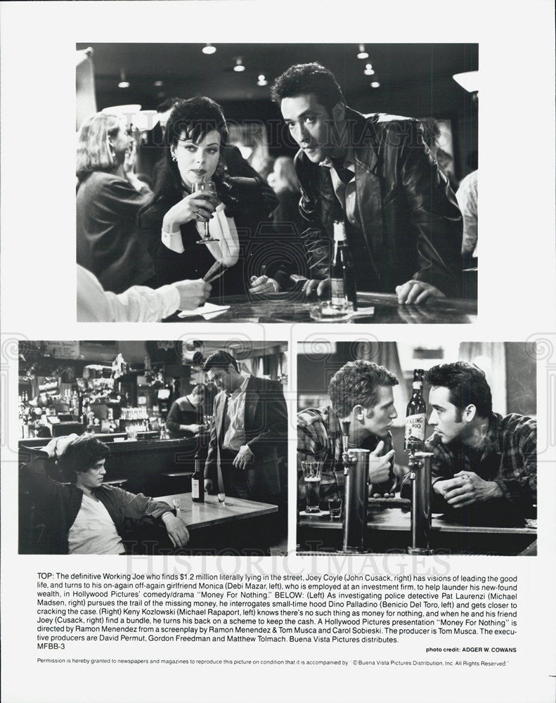 Press Photo John Cusaack, Debi Mazar, Michael Madsen, Money For Nothing - Historic Images