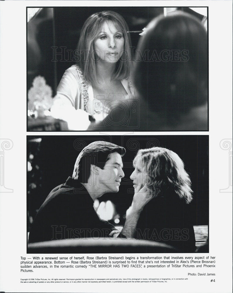 1996 Press Photo Barbara Streisand &amp; Pierce Bowman The Mirror Has Two Faces - Historic Images