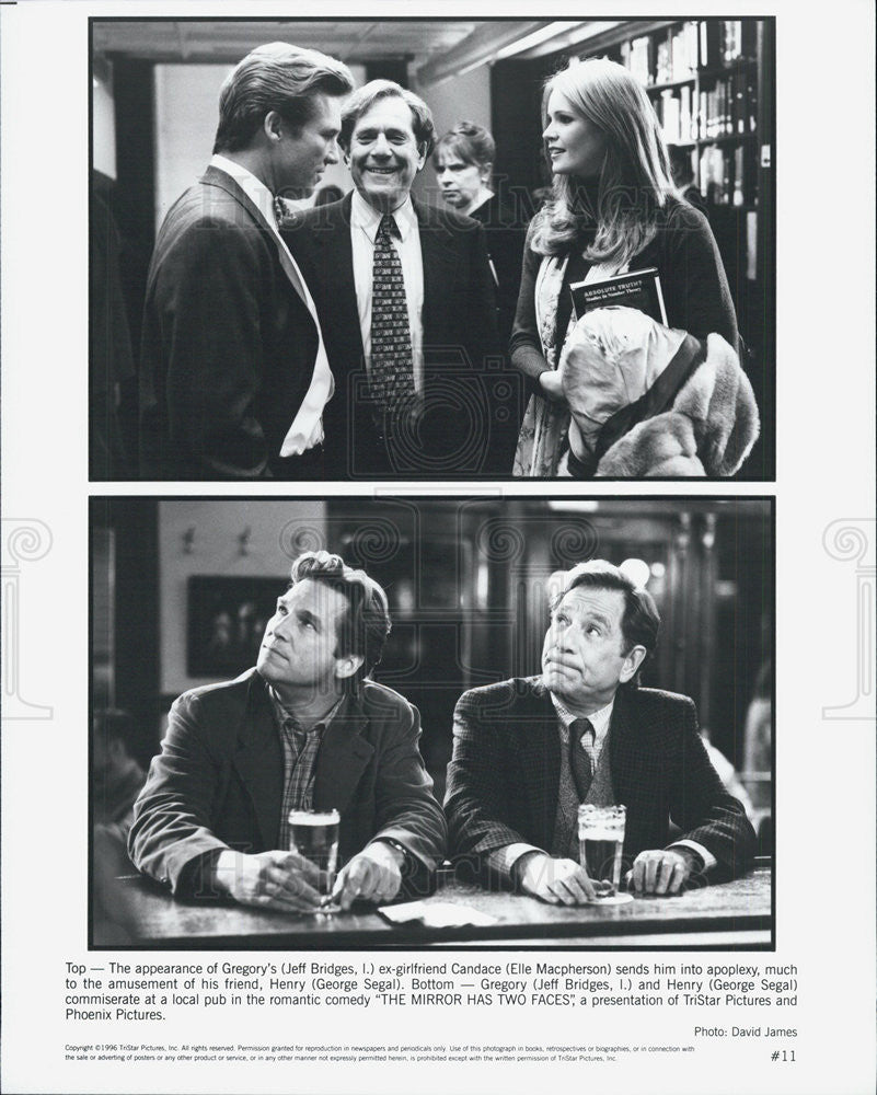 1996 Press Photo Jeff Bridges Elle Macpherson George Segal Mirror Has Two Faces - Historic Images