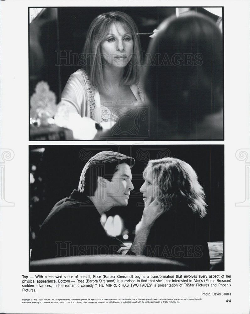 1996 Press Photo Barbra Streisand Actress Pierce Brosnan Mirror Has Two Faces - Historic Images