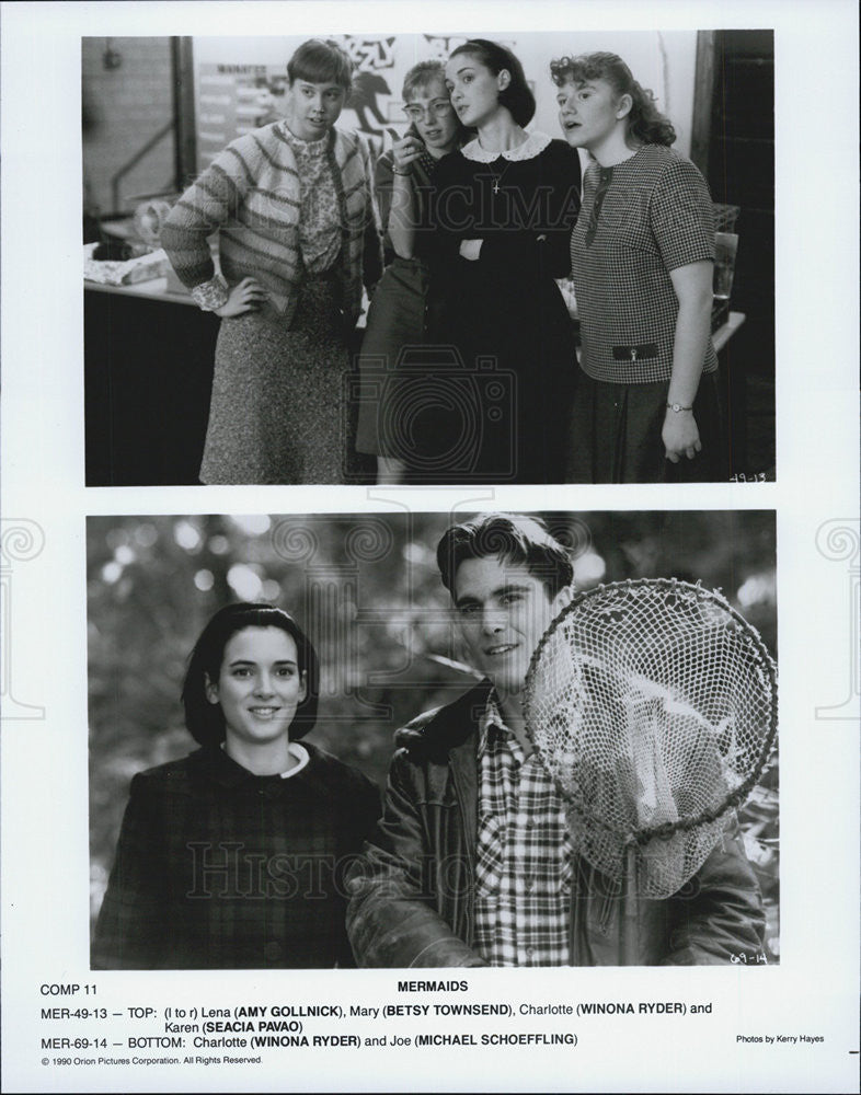 1990 Press Photo Amy Gollnick Betsy Townsend Winona Ryder Michael Schoeffling - Historic Images