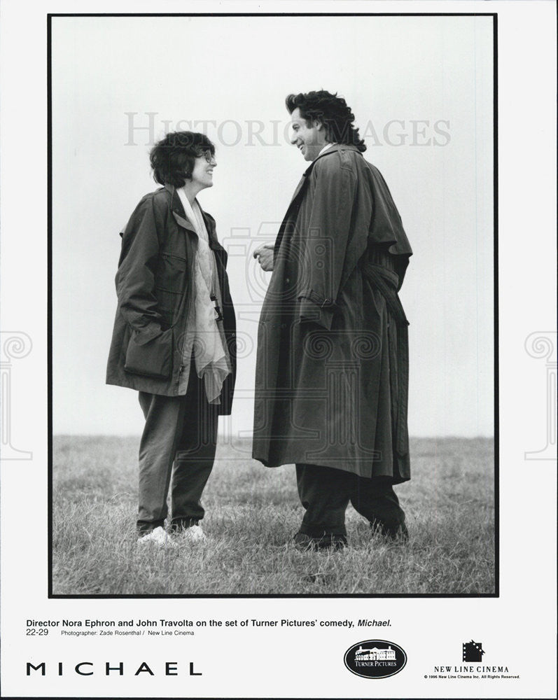 1996 Press Photo Actor John Travolta &amp; Director Nora Ephron On Set Of &quot;Michael&quot; - Historic Images