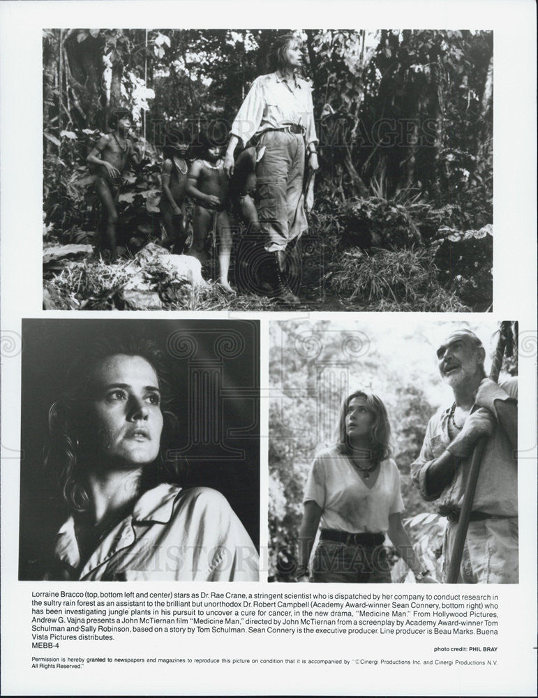 Press Photo Actors Sean Connery And Lorraine Bracco In Movie Medicine Man - Historic Images