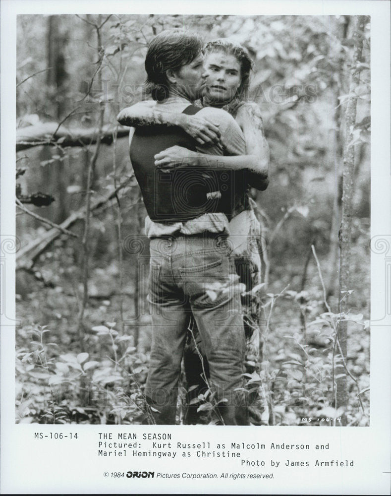 1984 Press Photo Kurt Russel, Mariel Hemingway, The Mean Season - Historic Images