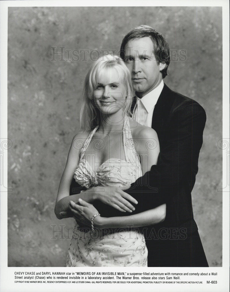 1992 Press Photo Chevy Chase &amp; Daryl Hannah in &quot;memoirs of an Invisible Man&quot; - Historic Images