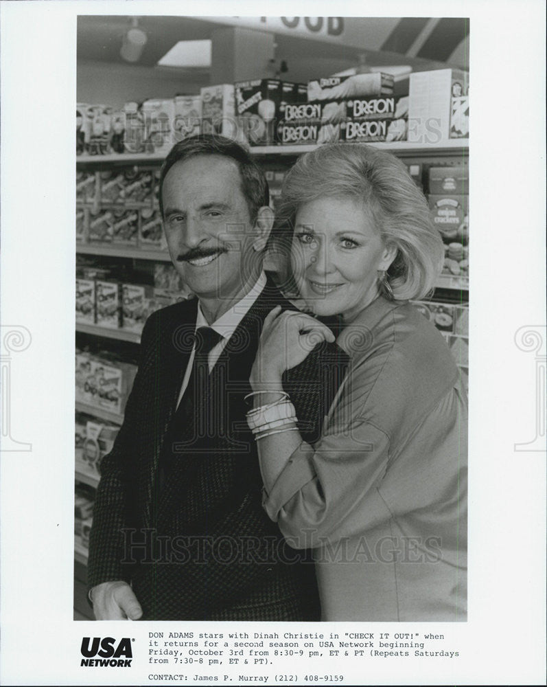 Press Photo Check It Out Don Adams Dinah Christie USA Network - Historic Images