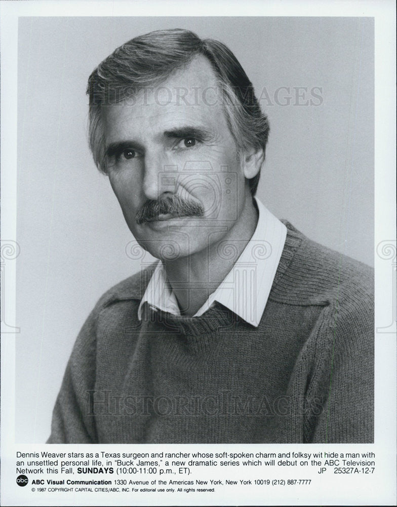 1987 Press Photo Dennis Weaver Actor Buck James - Historic Images