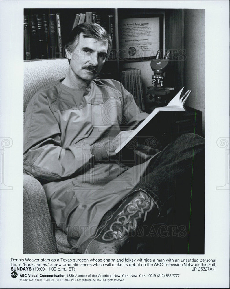 1987 Press Photo Dennis Weaver Actor Buck James Drama Television Series - Historic Images