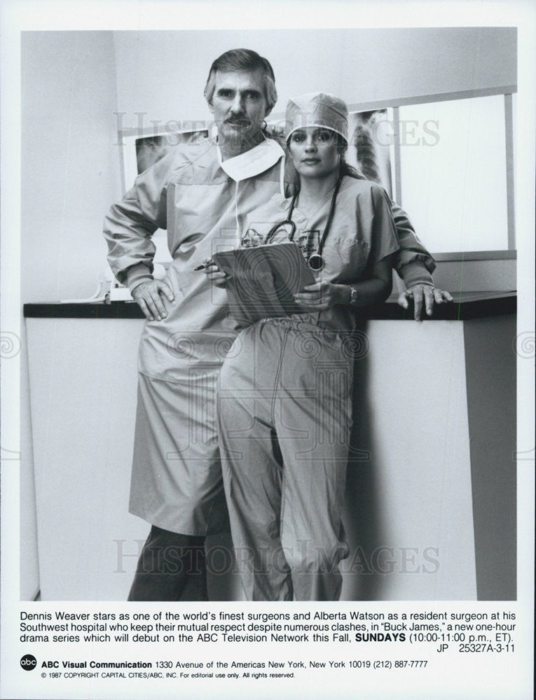 1987 Press Photo Dennis Weaver &amp; Alberta Watson in &quot;Buck James&quot; - Historic Images