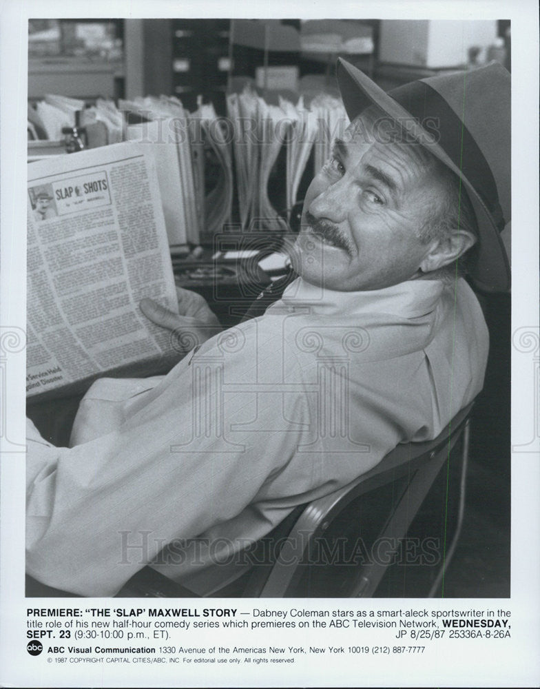 1987 Press Photo Dabney Coleman, Slap Maxwell Story - Historic Images